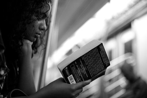 Reading on the 4 Train
