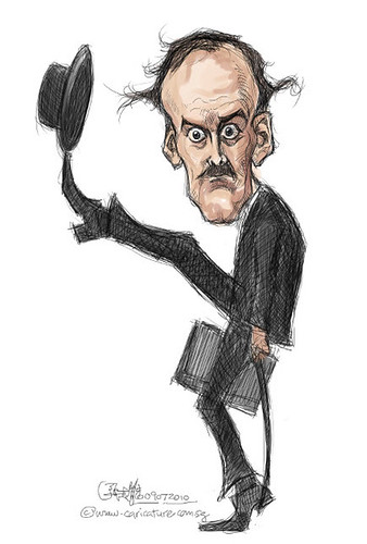 digital caricature of John Cleese - 2 colour small