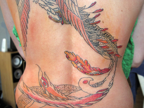 phoenix back piece tattoo