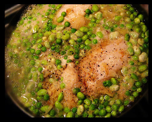 Cod with Mixed Peas in Cider