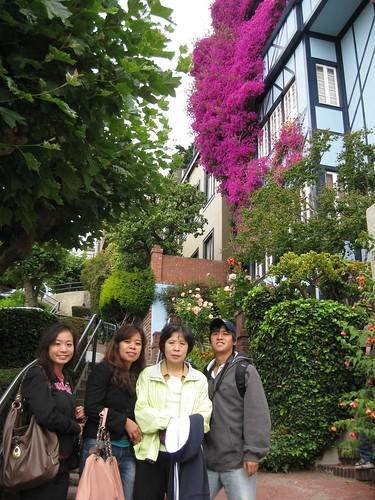 with mother and siblings at Lombard Street