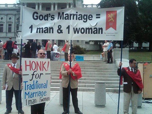 HONK for "Traditional Marriage" signs among NOM supporters