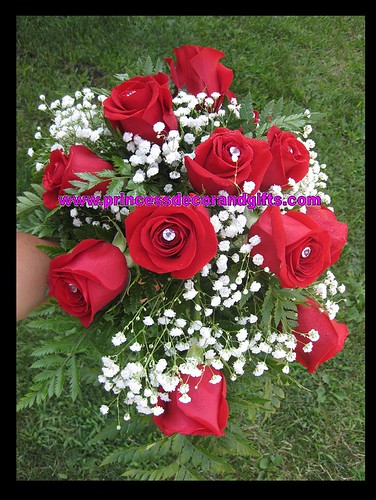 Bouquet Bridal Cascading Lily Red Rose