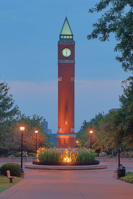 Saint Louis University, in Saint Louis, Missouri, USA - clock tower at dawn