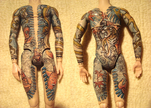The new yakuza body tattoo from front and rear