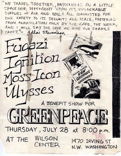 Fugazi, Ignition, Moss Icon punk hardcore flyer