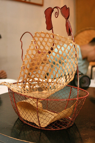 Quirky table decorations like this egg basket