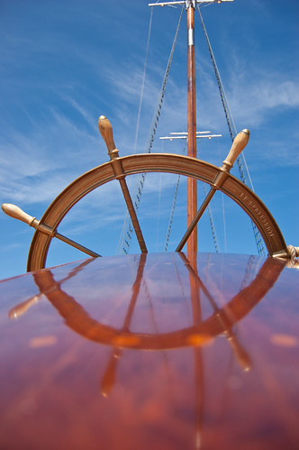 Bluenose II wheel and mast.
