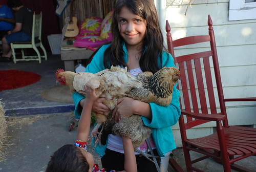 Madeline is the chicken whisperer. Seriously.