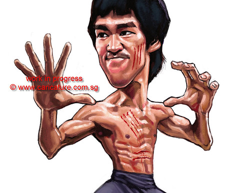 digital caricature of Bruce Lee - 4 small
