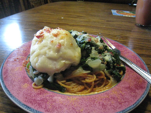 Chicken Florentine with whole wheat spaghetti - 1 serving, 9 points