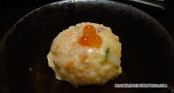 First course - a small dollup of Japanese mashed potato to whet our appetites