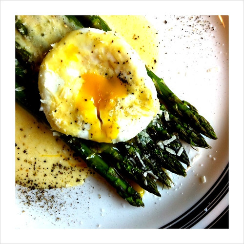 Asparagus and poached egg on iPhone 4.