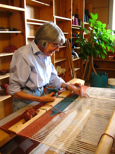 weaving a rug