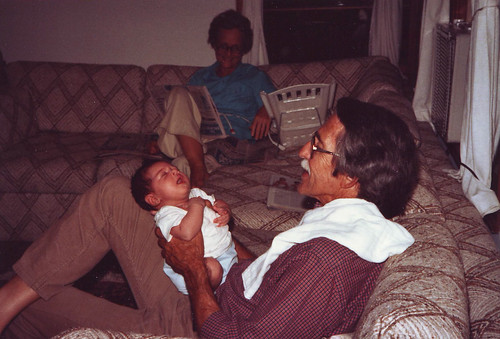 1 month old, with my grandparents