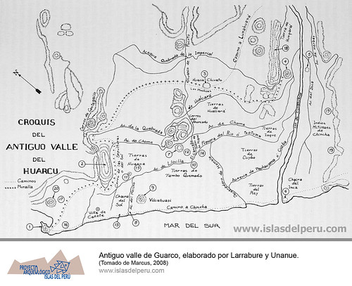 Antiguo valle de Guarco, elaborado por Larrabure y Unanue (Tomado de Marcus, 2008)