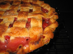 Lattice-top sour cherry pie