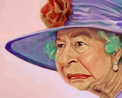 digital caricature of Queen Elizabeth II - 2 small