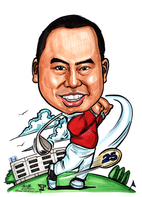 golfer caricature for Hewlett Packard HP
