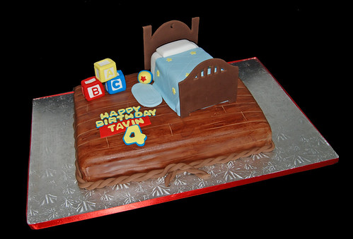 Boys bedroom scene cake for a Toy Story themed 4th birthday celebraiton