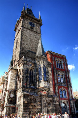 Old town city hall tower. Torre del ayuntamiento de la ciudad vieja