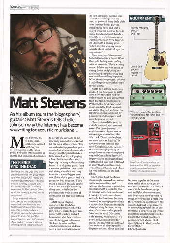 Matt Stevens Interview In Acoustic Magazine