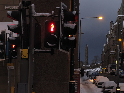 Icicles on traffic lights