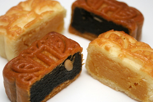 Black sesame and custard mini mooncakes