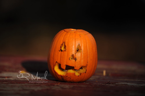 Isabella's first carved pumpkin