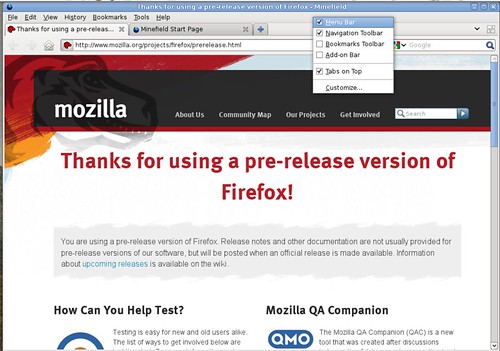 Bouton Firefox sous Mozilla Firefox pour Linux