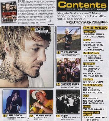 magazine contents page. Kerrang Magazine Contents Page