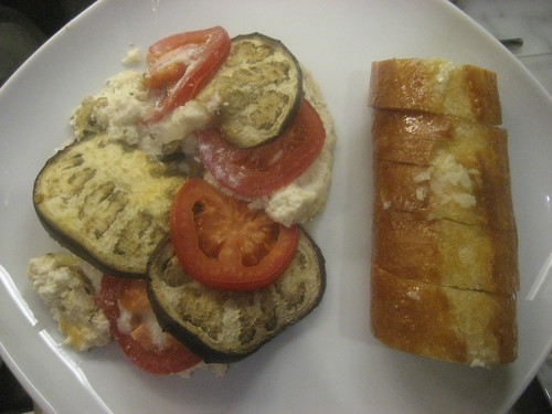 Eggplant ricotta and garlic bread