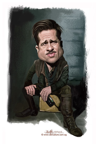 digital caricature of Brad Pitt