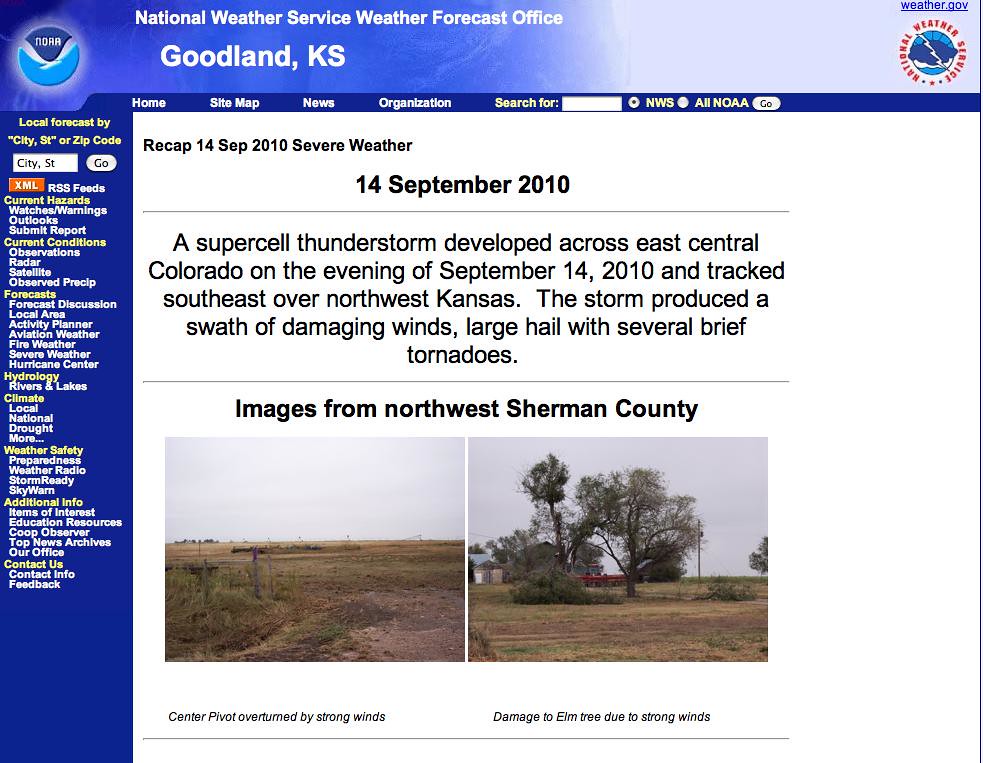 Storm Reports Goodland NWS 9-14-10