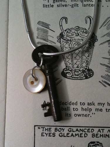 Skeleton key and button pendant