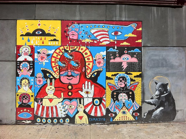 Målning på husvägg på Lower East Side