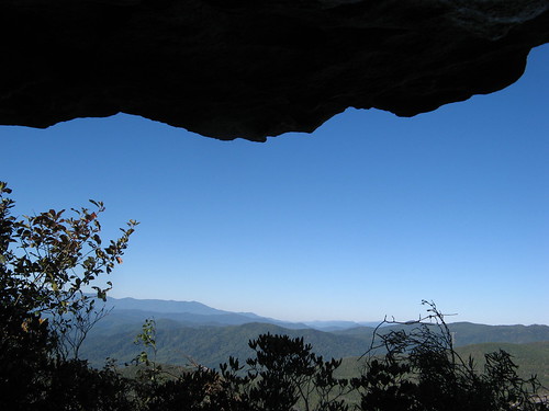 View from under a rock overhang