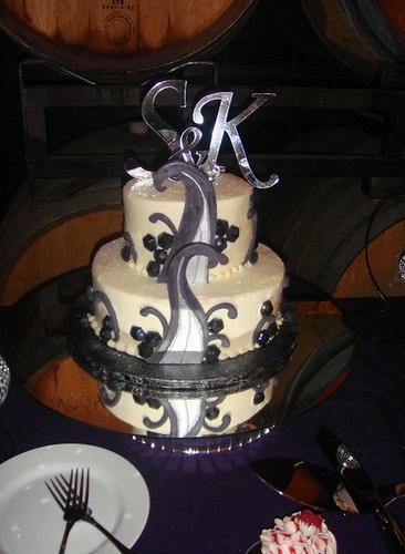 purple fondant 2tier wedding cake