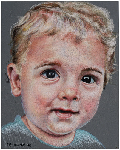 Colored Pencil portrait entitled Emre at 16 Months