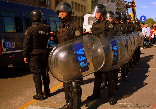 Argentinian police in riot gear