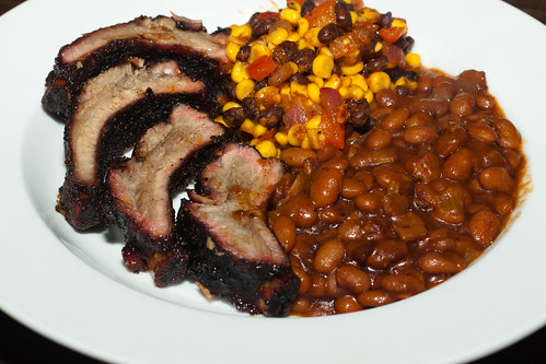 BBQ Ribs with Root Beer Beans and Succotash