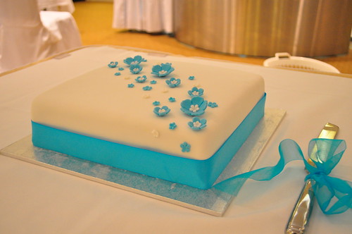 Wedding Cake Turquoise Blue Hibiscus Wedding
