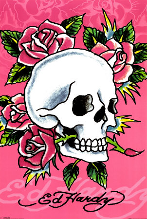 Skull and roses are two common elements in Ed Hardy's tattoos