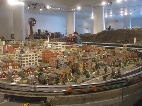 miniature city with trains