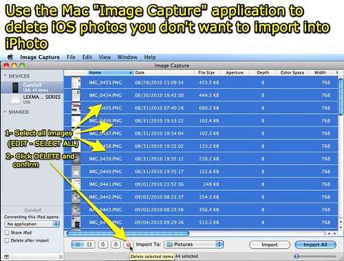 Delete iOS images with Image Capture