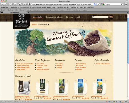Screen shot: CafeBritt.com