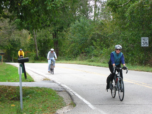 Cycling along Huron River Drive