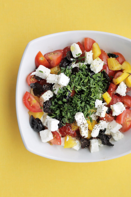 Greek salad with Feta, Tomatoes and Yellow Peppers