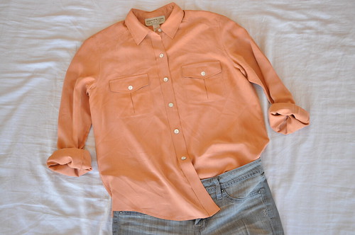 vintage coral silk shirt