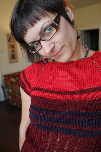 101015. ridiculous leftover yarn top (which i kind of love).
